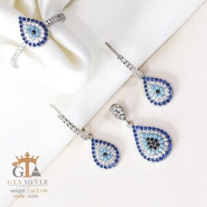 نیم ست نقره میکرو طرح چشم نظر کد 16598