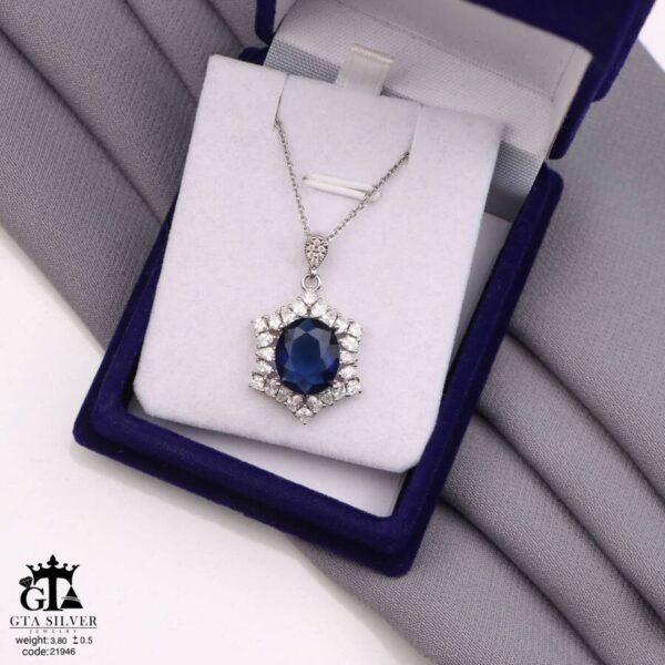 مدال نقره زنانه تک نگین میکرو کد 21946 - Image 3