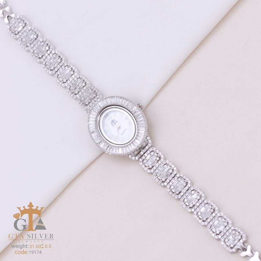 43a417f2-c8b2-4e0c-a902-61aab5180735.jpg ساعت نقره GTA طرح امرالدکات کد 19174 - Image 1