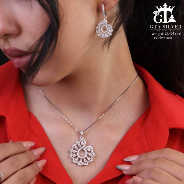 نیم ست نقره کد 16668 - Image 2