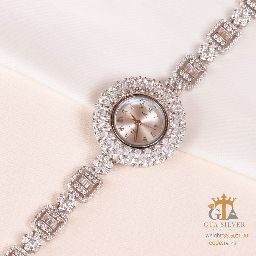 44a76bae-1d1d-4b5a-bc32-f243a9bdeb0f.jpg ساعت نقره جواهری روکش رادیوم طرح فلاور و کارتیر کد 19143 - Image 1