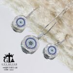 نیم ست نقره میکرو طرح چشم نظر کد 16545 - تصویر 4