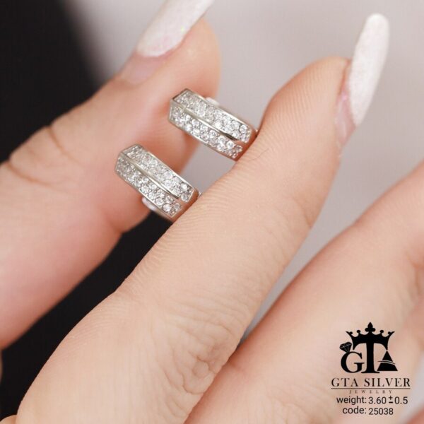 گوشواره نقره میخی میکرو کد 25038 - تصویر 2