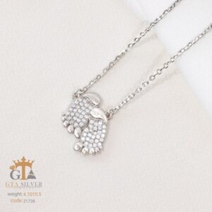 گردنبند نقره زنانه نگین دار کد 21738