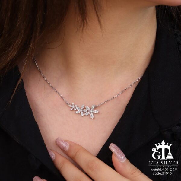 مدال نقره زنانه فلاور میکرو کد 21915 - Image 2