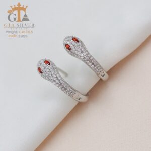 گوشواره نقره میخی میکرو طرح مار کد 25026