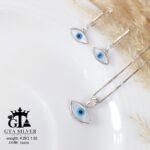 نیم ست نقره میکرو طرح چشم صدفی کد 16484 - Image 3