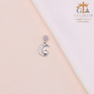مدال نقره زنانه ماه و ستاره میکرو کد 21916