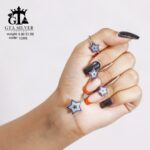 نیم ست نقره میکرو طرح چشم نظر کد 16395 - تصویر 4