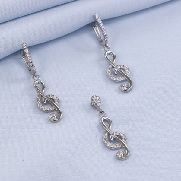 نیم ست نقره میکرو طرح نت موسیقی کد 16369 - تصویر 2