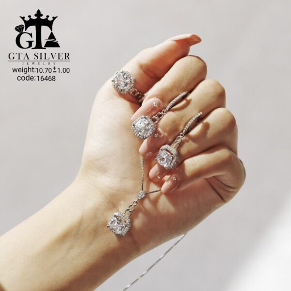 نیم ست نقره میکرو طرح امرالدکات کد 16468 - Image 4