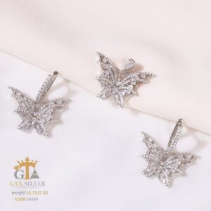 نیم ست نقره میکرو طرح پروانه کد 16389