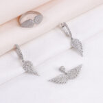 نیم ست نقره میکرو طرح بال کد 16330