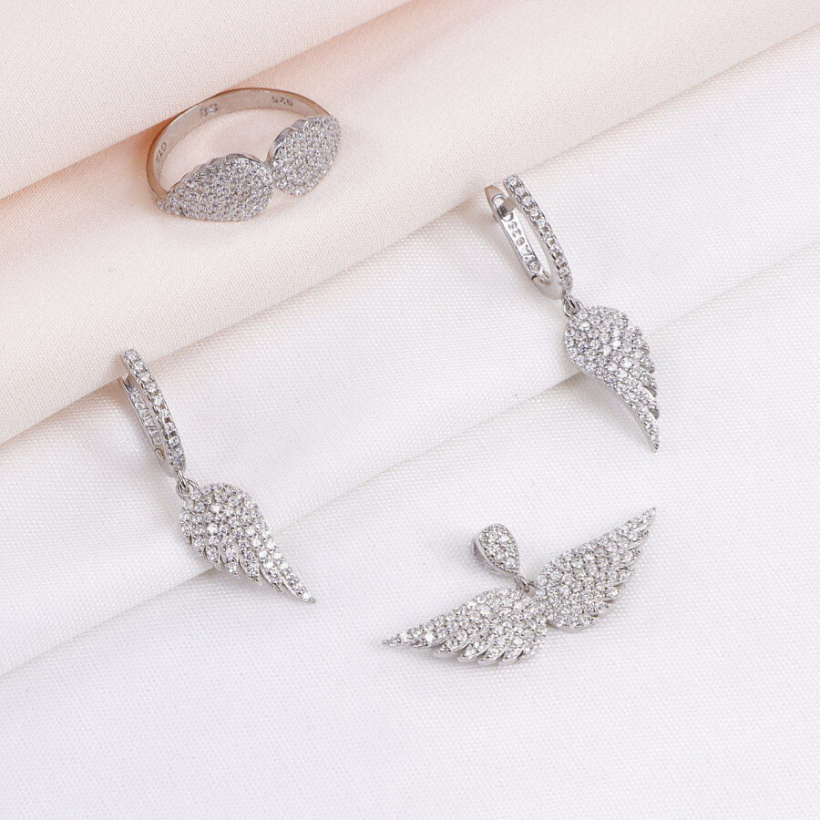 4c7116fa-09bf-4929-afa1-a5f8bd598a4c.jpg نیم ست نقره میکرو طرح بال کد 16330 - Image 1