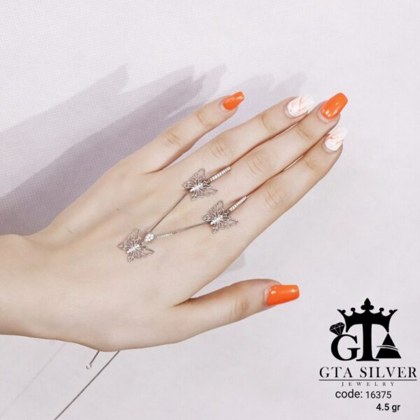 نیم ست نقره میکرو طرح پروانه کد 16375 - Image 4