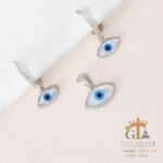 نیم ست نقره میکرو طرح چشم صدفی کد 16484