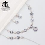 سرویس نقره میکرو زنجیری طرح چشم نظر کد 12106 - Image 3