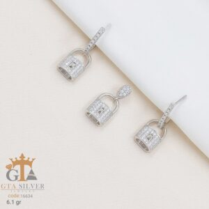 نیم ست نقره میکرو طرح قفل کد 16634