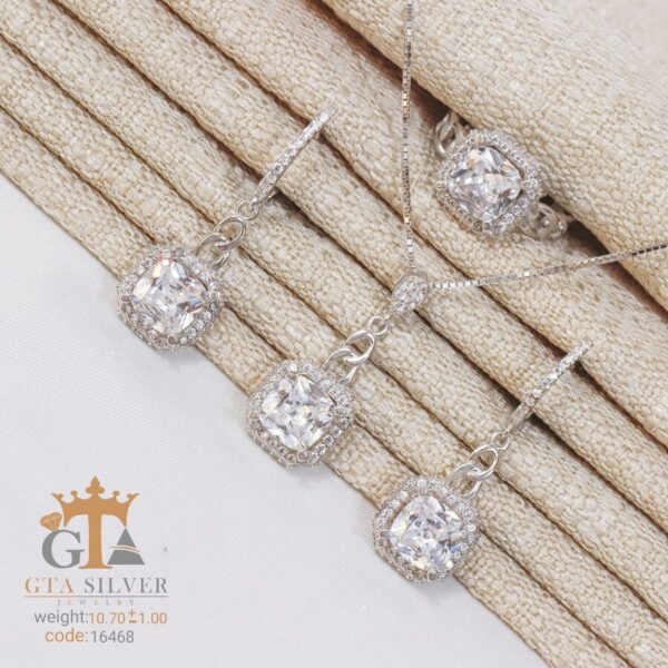 نیم ست نقره میکرو طرح امرالدکات کد 16468 - Image 3