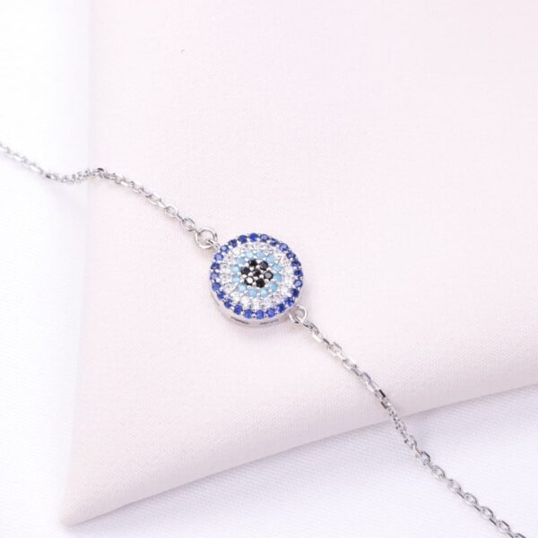 دستبند نقره میکرو چشم نظر کد 22045 - Image 2