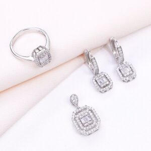 نیم ست نقره میکرو طرح امرالدکات کد 16190