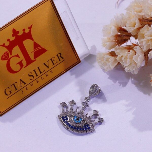 مدال نقره میکرو رنگی چشم نظر کد 21569 - Image 2