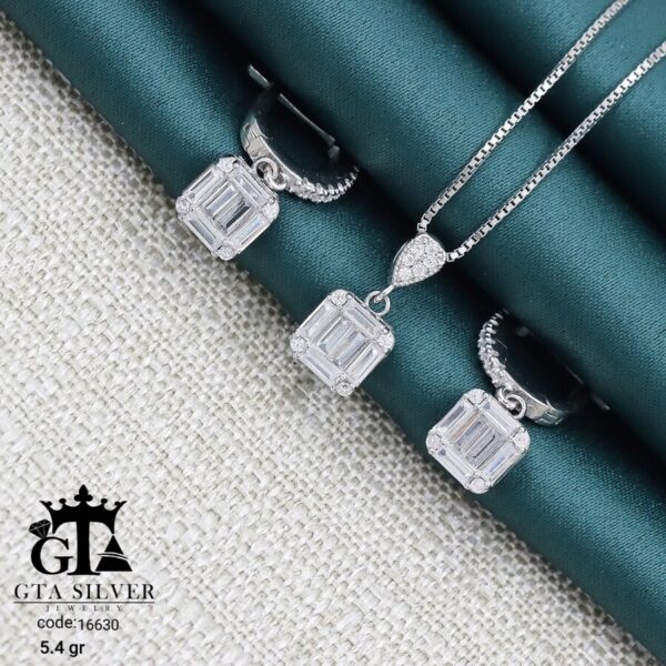 نیم ست نقره میکرو طرح امرالدکات کد 16630 - Image 3