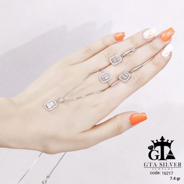 نیم ست نقره میکرو طرح امرالدکات کد 16217 - تصویر 4