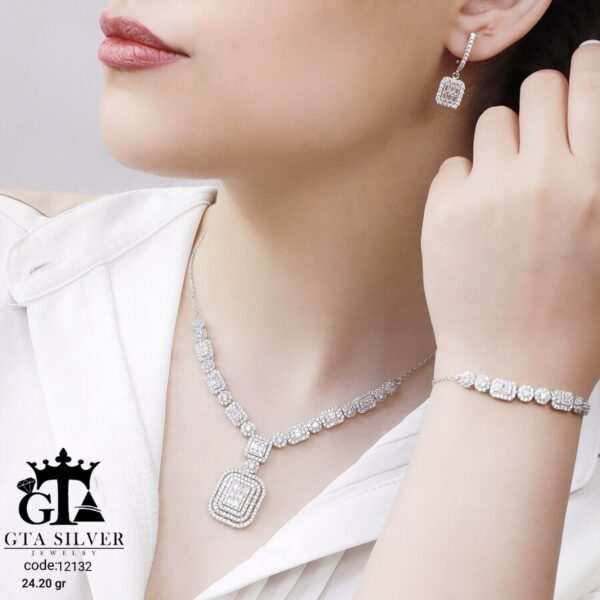 سرویس نقره طرح امرالدکات میکرو زنجیری کد 12132 - Image 2