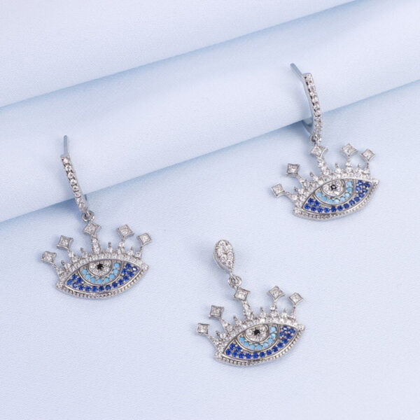 نیم ست نقره میکرو طرح چشم نظر کد 16320 - Image 2