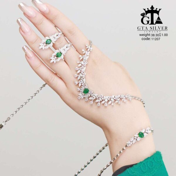 سرویس نقره نگین سبز مارسا جواهری کد 11207 - Image 3
