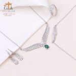 سرویس نقره نگین سبز مدل زنجیری سوپر میکرو کد 39007