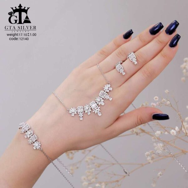 سرویس نقره میکرو زنجیری طرح امرالدکات کد 12140 - Image 4