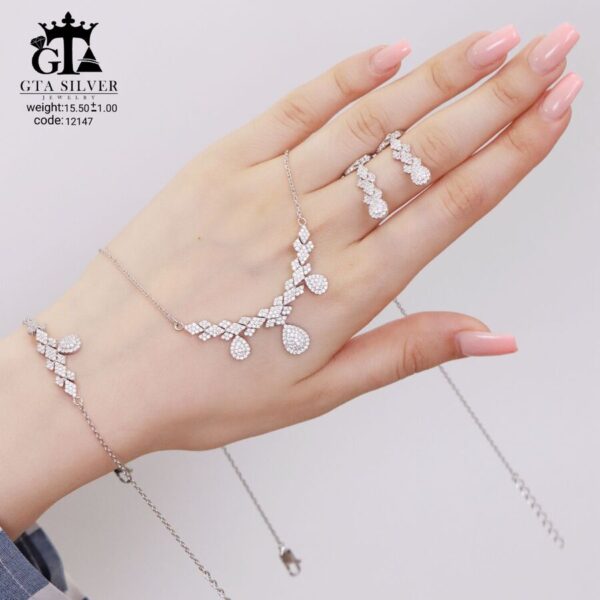 سرویس نقره زنانه جواهر ظریف میکرو زنجیری کد 12147 - Image 4