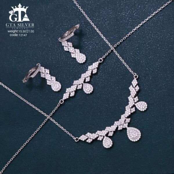 سرویس نقره زنانه جواهر ظریف میکرو زنجیری کد 12147 - Image 3