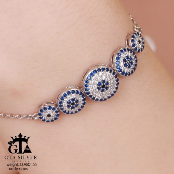 سرویس نقره میکرو زنجیری طرح چشم نظر کد 12185 - Image 4