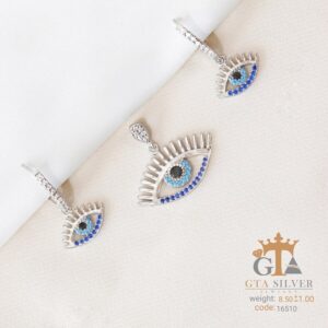 نیم ست نقره میکرو طرح چشم نظر کد 16510