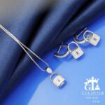 نیم ست نقره میکرو طرح قفل کد 16634 - Image 3