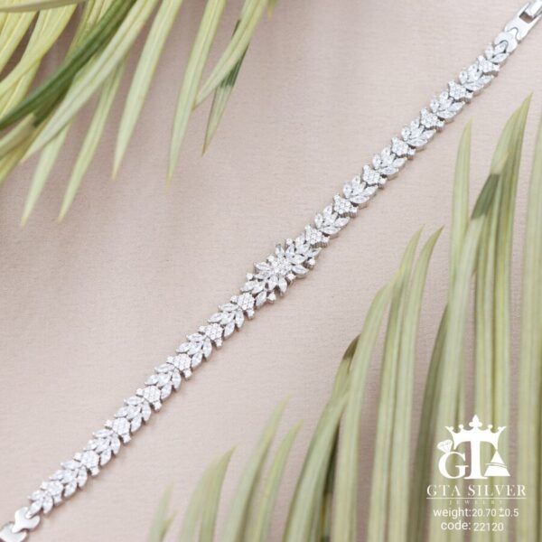 دستبند نقره میکرو طرح امرالدکات کد 22120 - تصویر 3