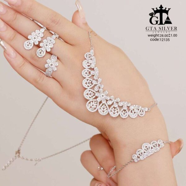 سرویس نقره طرح فلاور میکرو زنجیری کد 12135 - Image 4