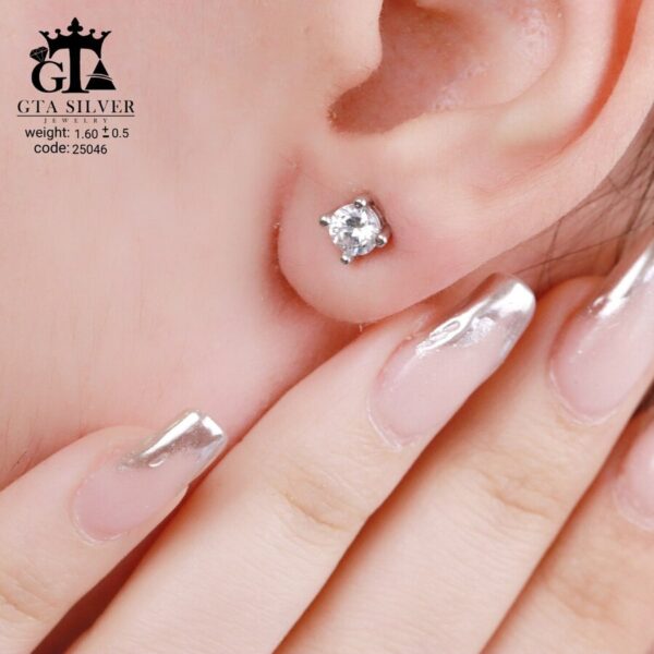 گوشواره نقره میخی میکرو کد 25046 - تصویر 2