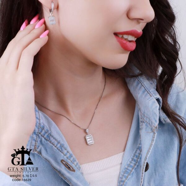 نیم ست نقره میکرو طرح امرالدکات کد 16639 - Image 2