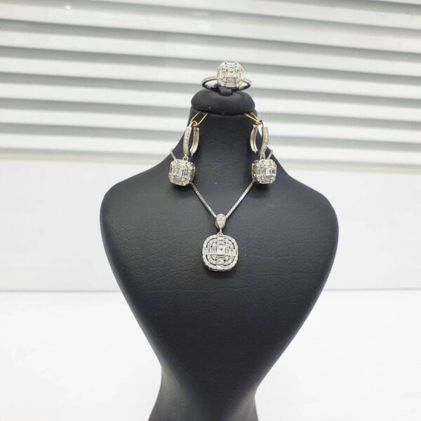 نیم ست نقره میکرو طرح امرالدکات کد 16197 - Image 3