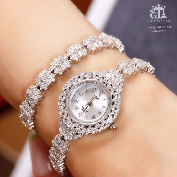 ست ساعت و دستبند نقره کد 37002 - تصویر 2