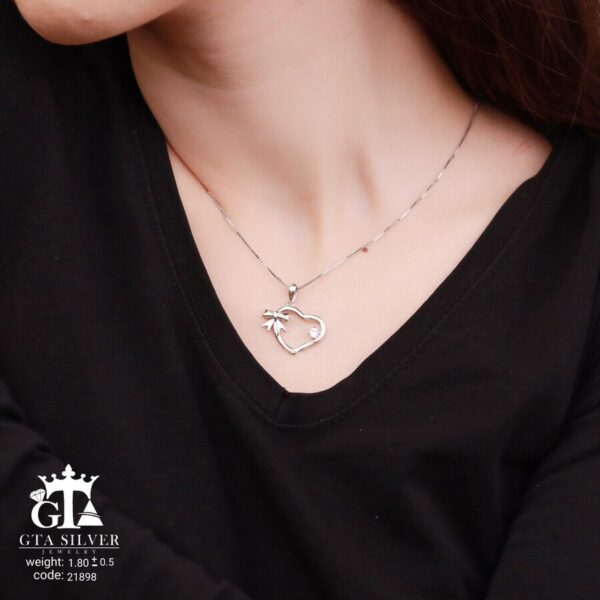 مدال نقره زنانه آینه‌ای قلبی میکرو کد 21898 - Image 2