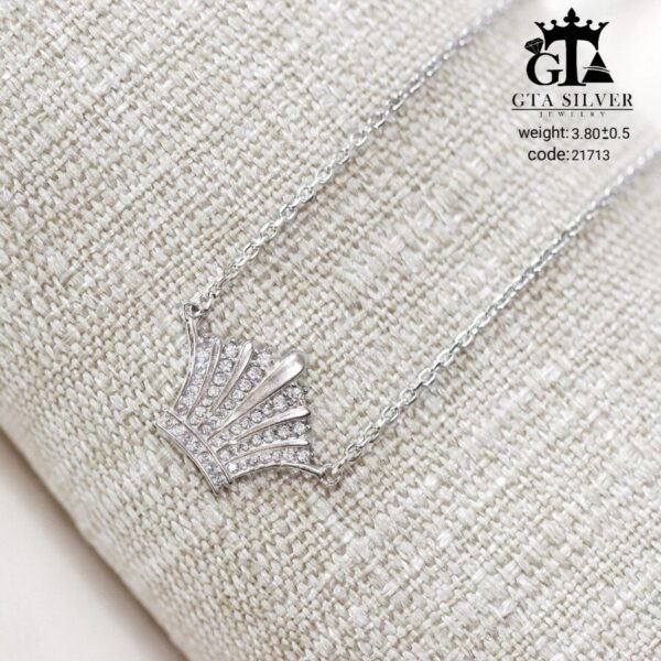گردنبند نقره زنانه طرح تاج کد 21713 - Image 3