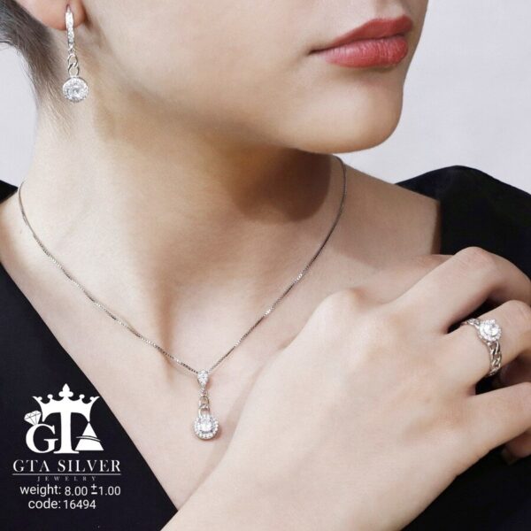 نیم ست نقره میکرو طرح امرالدکات کد 16494 - تصویر 2