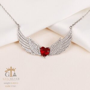 مدال نقره میکرو طرح قلب بالدار کد 21561