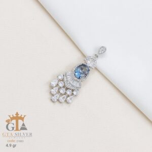 مدال نقره زنانه تک نگین مجلسی میکرو کد 21883