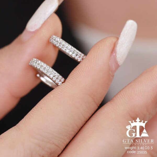 گوشواره نقره میخی میکرو کد 25035 - تصویر 4